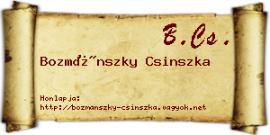 Bozmánszky Csinszka névjegykártya